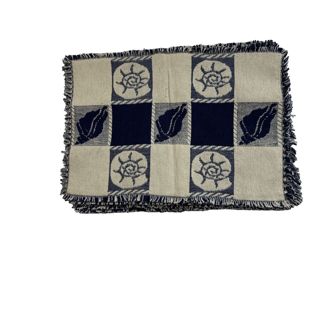 Classic Collection Blue and White Nautical Placemats Set of 6 Fabric Place Mats